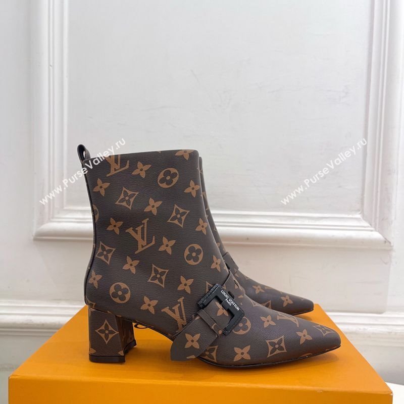 Louis Vuitton Fusee Heel Ankle Boots 5cm in Monogram Canvas with Buckle Strap 2025 (MD-251022010)