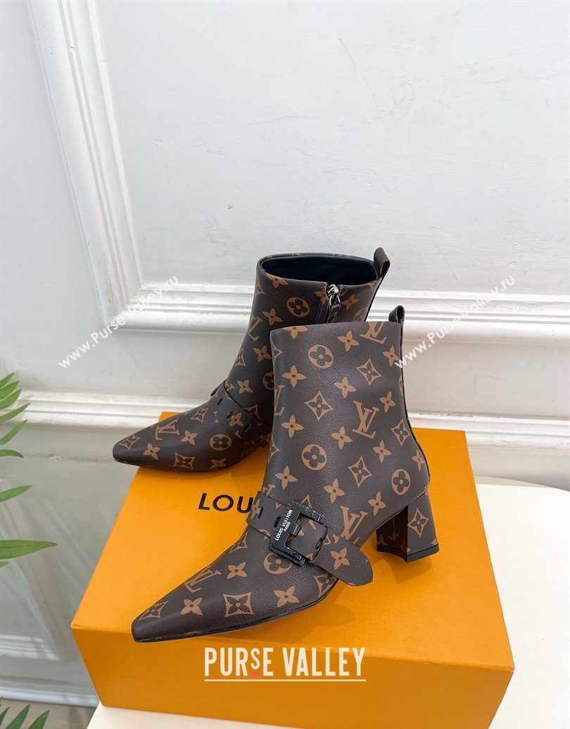 Louis Vuitton Fusee Heel Ankle Boots 5cm in Monogram Canvas with Buckle Strap 2025 (MD-251022010)