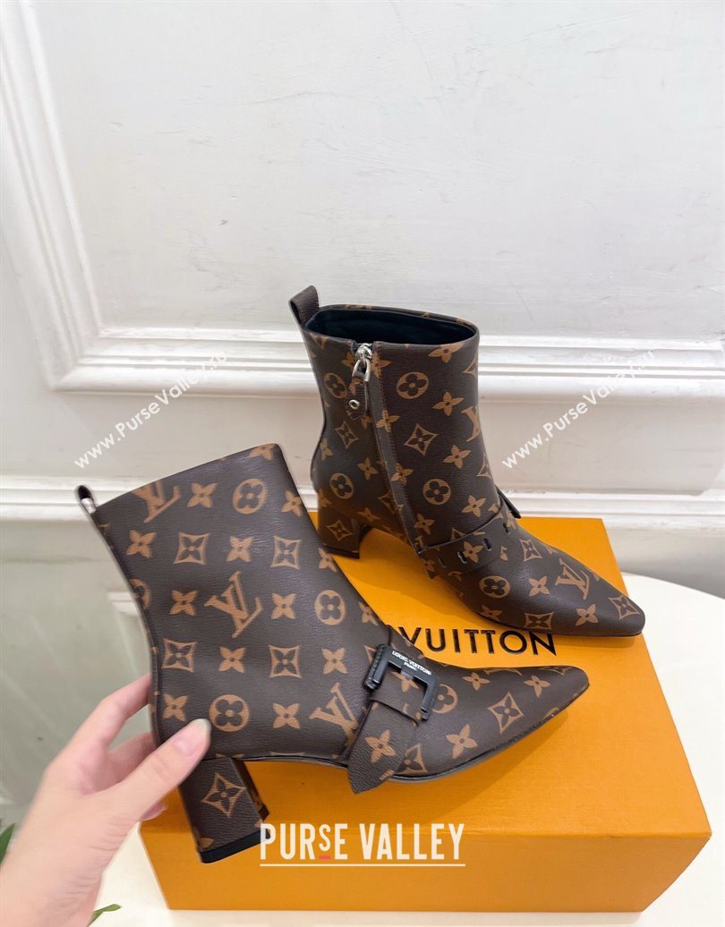 Louis Vuitton Fusee Heel Ankle Boots 5cm in Monogram Canvas with Buckle Strap 2025 (MD-251022010)