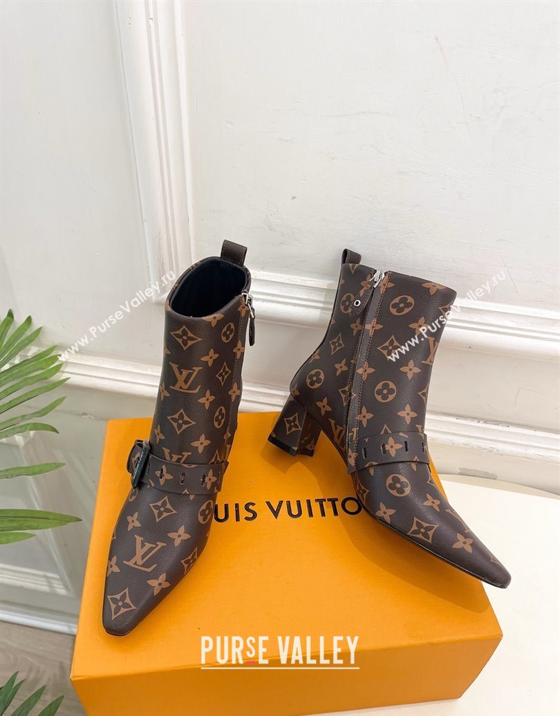 Louis Vuitton Fusee Heel Ankle Boots 5cm in Monogram Canvas with Buckle Strap 2025 (MD-251022010)