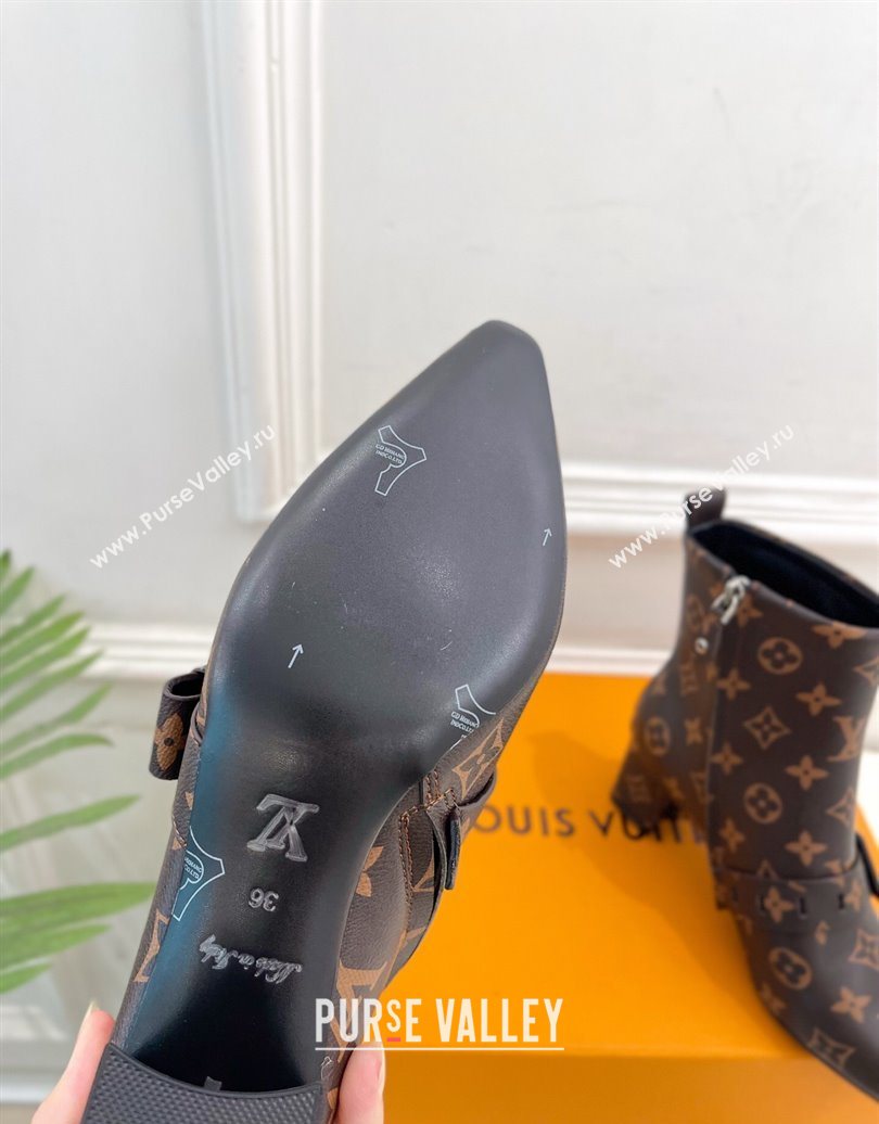Louis Vuitton Fusee Heel Ankle Boots 5cm in Monogram Canvas with Buckle Strap 2025 (MD-251022010)