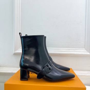 Louis Vuitton Fusee Heel Ankle Boots 5cm in Patent Leather with Buckle Strap Black 2025 (MD-251022009)