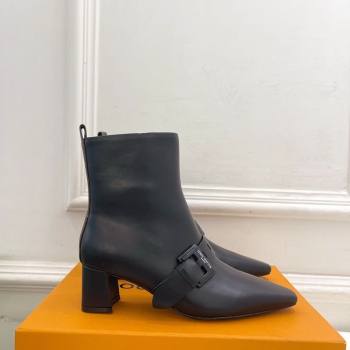 Louis Vuitton Fusee Heel Ankle Boots 5cm in Calf Leather with Buckle Strap Black 2025 (MD-251022007)