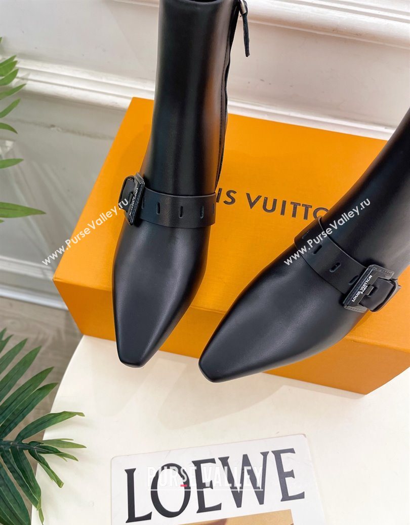 Louis Vuitton Fusee Heel Ankle Boots 5cm in Calf Leather with Buckle Strap Black 2025 (MD-251022007)