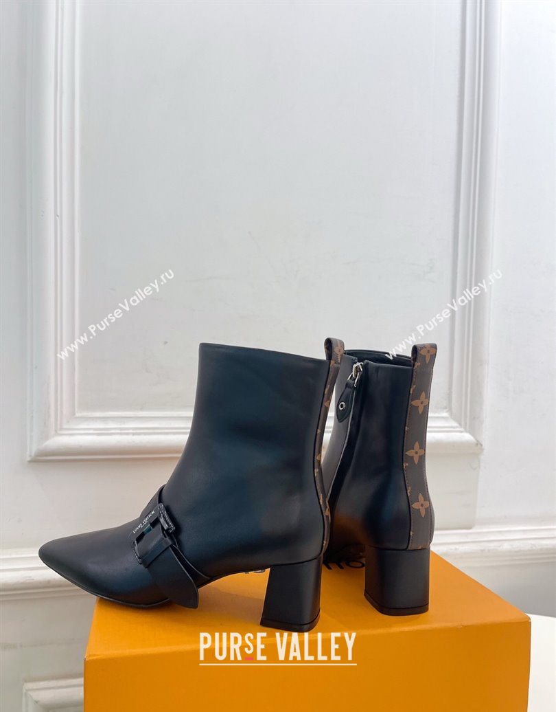 Louis Vuitton Fusee Heel Ankle Boots 5cm in Calf Leather with Buckle Strap Black 2025 (MD-251022007)
