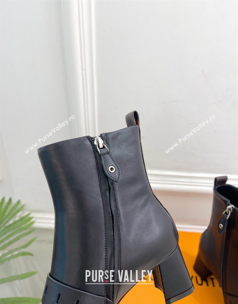 Louis Vuitton Fusee Heel Ankle Boots 5cm in Calf Leather with Buckle Strap Black 2025 (MD-251022007)