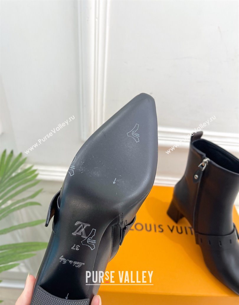 Louis Vuitton Fusee Heel Ankle Boots 5cm in Calf Leather with Buckle Strap Black 2025 (MD-251022007)