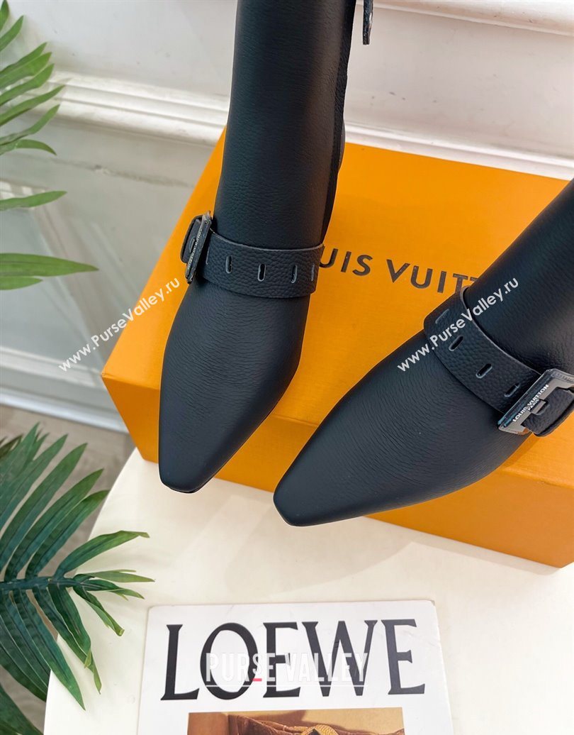 Louis Vuitton Fusee Heel Ankle Boots 5cm in Matte Leather with Buckle Strap Black 2025 (MD-251022008)