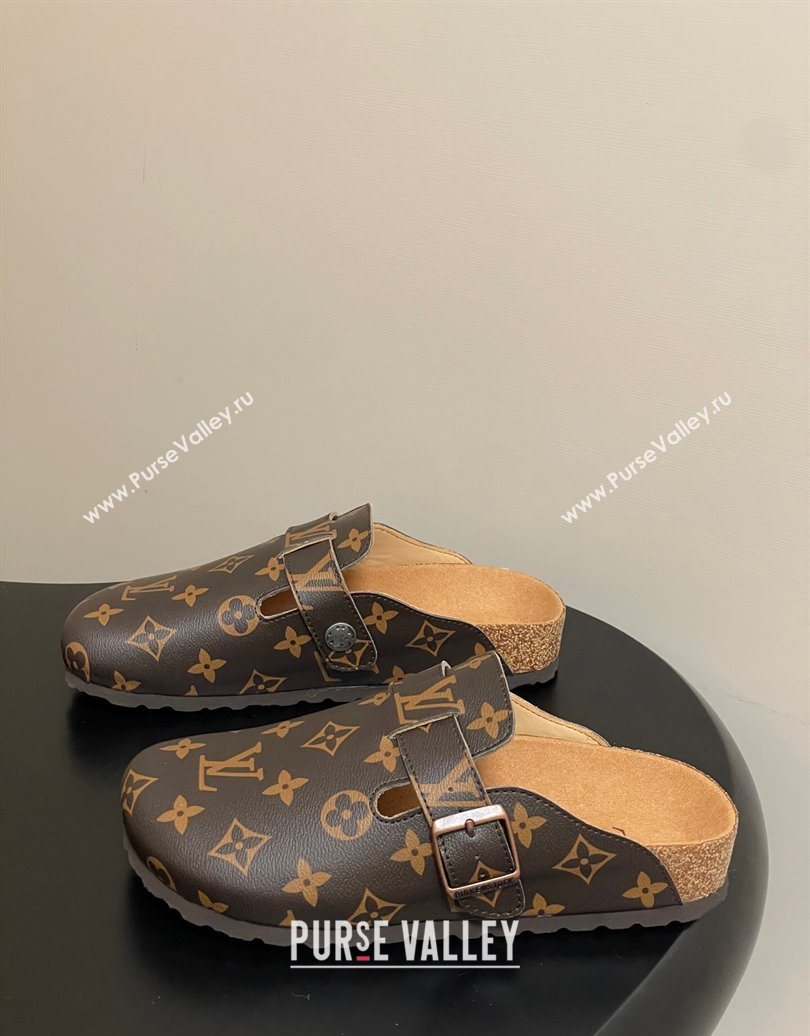 Louis Vuitton LV Cosy Flat Comfort Clog Mules with Buckle Strap in Monogram Canvas 2025 1022 (MD-251022110)