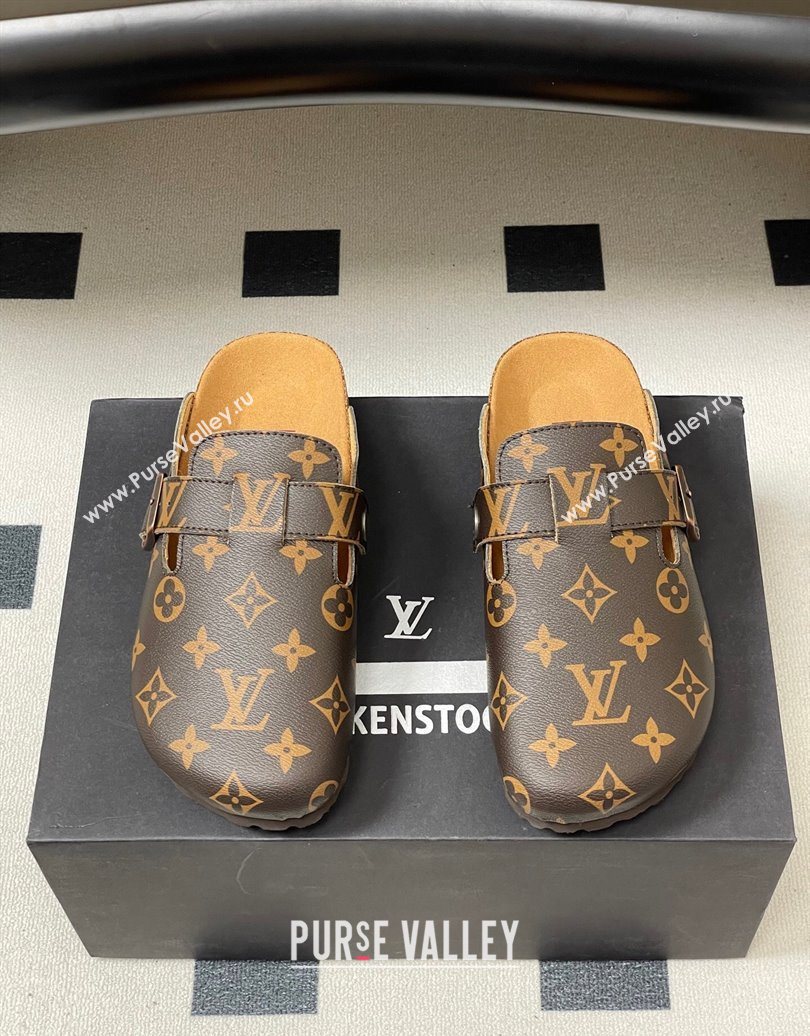 Louis Vuitton LV Cosy Flat Comfort Clog Mules with Buckle Strap in Monogram Canvas 2025 1022 (MD-251022110)