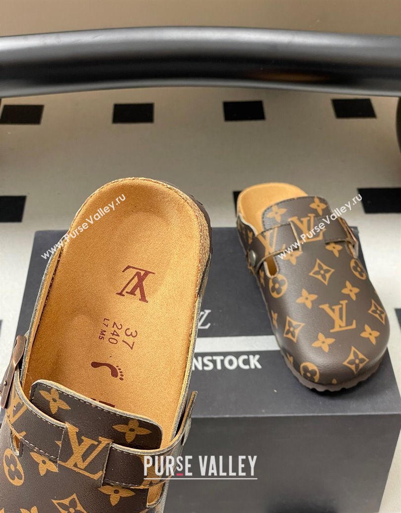 Louis Vuitton LV Cosy Flat Comfort Clog Mules with Buckle Strap in Monogram Canvas 2025 1022 (MD-251022110)