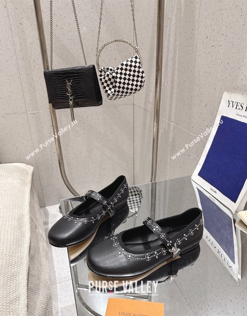 Louis Vuitton Romy Flat Ballerinas Flat in Leather and Studs 1AICXL Black 2025 (MD-251022082)