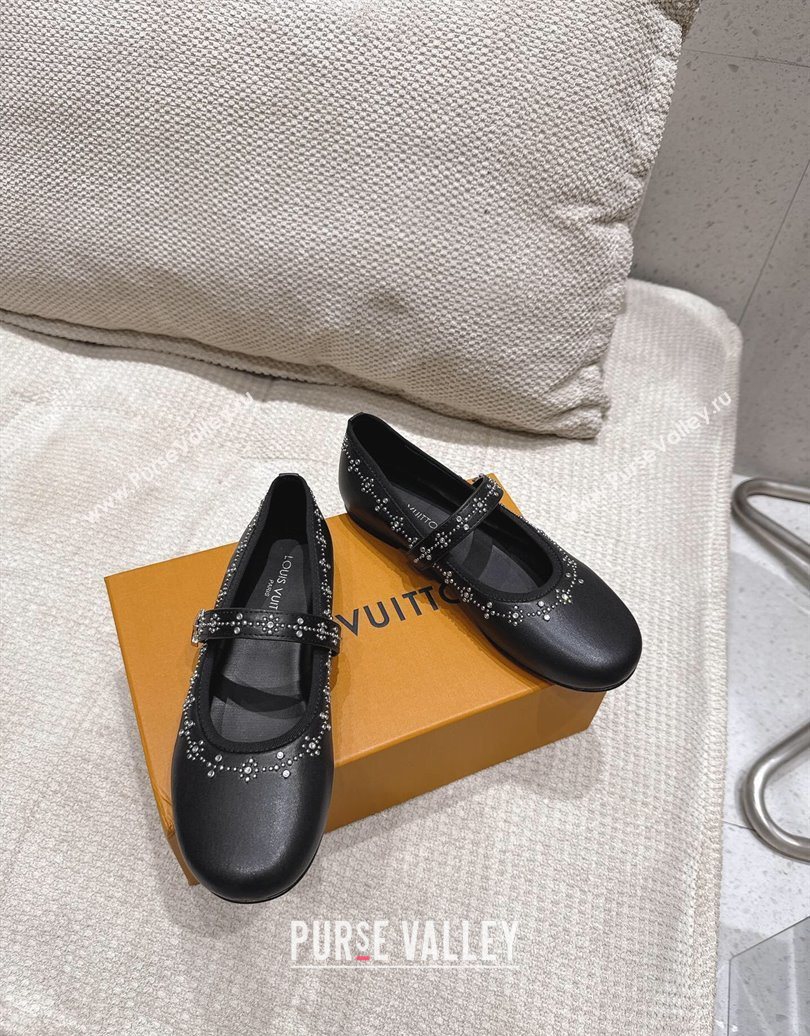 Louis Vuitton Romy Flat Ballerinas Flat in Leather and Studs 1AICXL Black 2025 (MD-251022082)