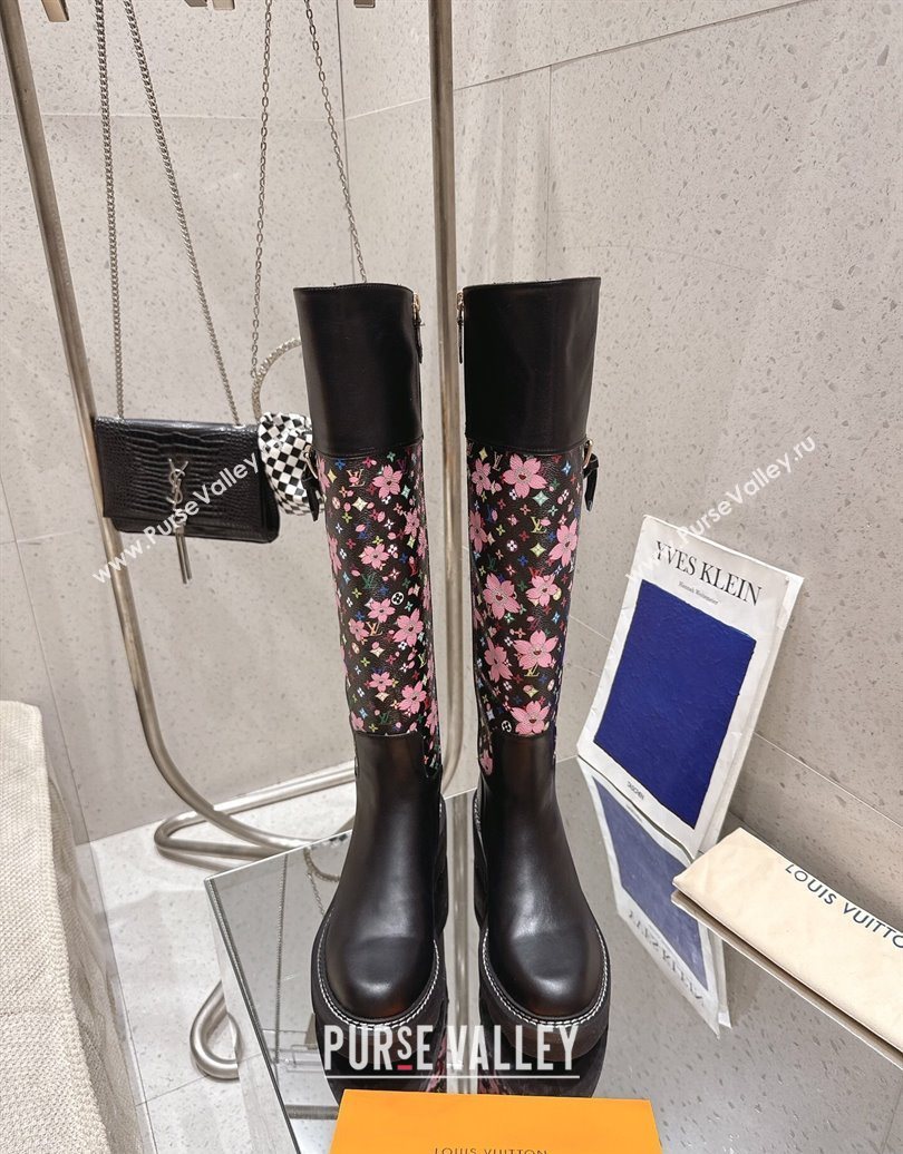 Louis Vuitton LV x TM Monogram Canvas and Leather High Boots 3.5cm with Buckle Black 2025 LV102202 (MD-251022016)