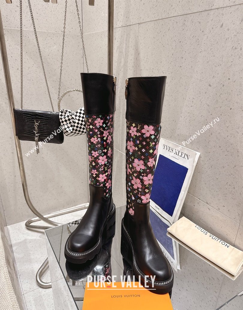 Louis Vuitton LV x TM Monogram Canvas and Leather High Boots 3.5cm with Buckle Black 2025 LV102202 (MD-251022016)