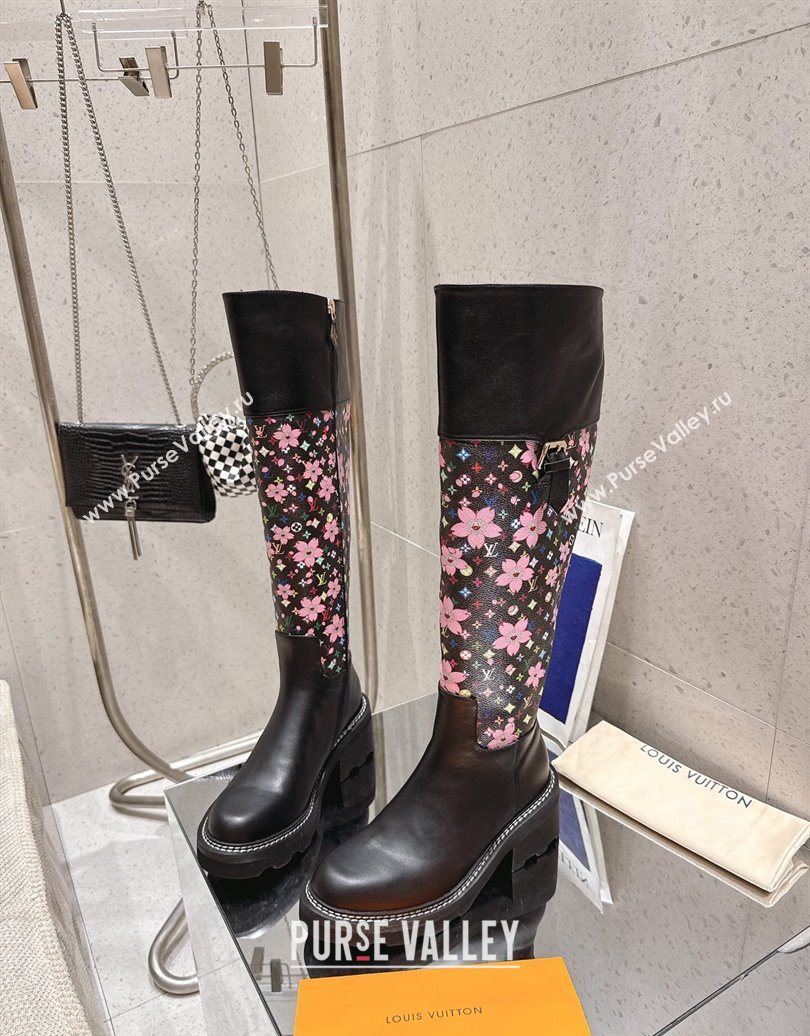 Louis Vuitton LV x TM Monogram Canvas and Leather High Boots 3.5cm with Buckle Black 2025 LV102202 (MD-251022016)