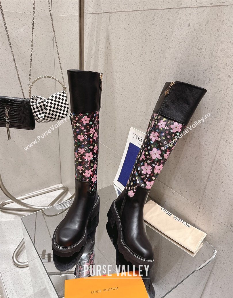 Louis Vuitton LV x TM Monogram Canvas and Leather High Boots 3.5cm with Buckle Black 2025 LV102202 (MD-251022016)