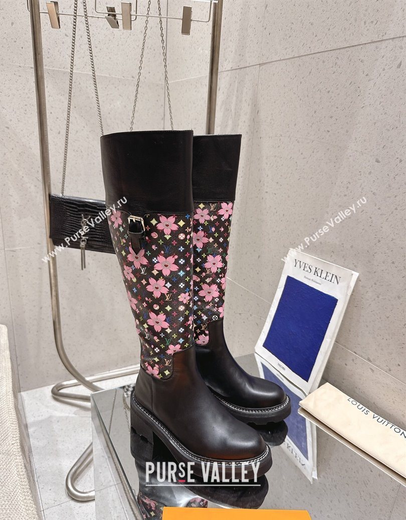 Louis Vuitton LV x TM Monogram Canvas and Leather High Boots 3.5cm with Buckle Black 2025 LV102202 (MD-251022016)