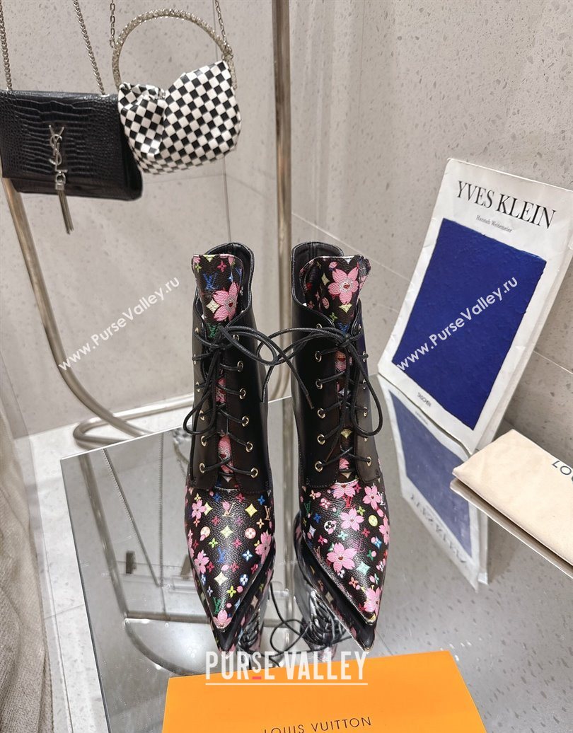 Louis Vuitton LV x TM Monogram Canvas and Leather Laced-up Ankle Boots 9cm Black 2025 LV102203 (MD-251022018)