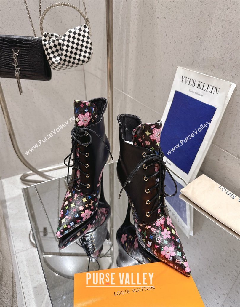 Louis Vuitton LV x TM Monogram Canvas and Leather Laced-up Ankle Boots 9cm Black 2025 LV102203 (MD-251022018)