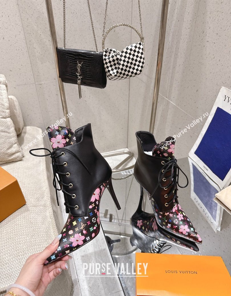 Louis Vuitton LV x TM Monogram Canvas and Leather Laced-up Ankle Boots 9cm Black 2025 LV102203 (MD-251022018)
