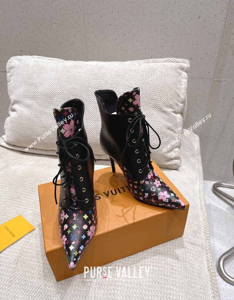 Louis Vuitton LV x TM Monogram Canvas and Leather Laced-up Ankle Boots 9cm Black 2025 LV102203 (MD-251022018)