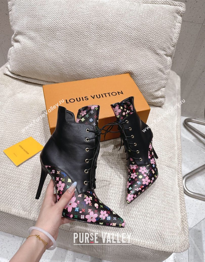 Louis Vuitton LV x TM Monogram Canvas and Leather Laced-up Ankle Boots 9cm Black 2025 LV102203 (MD-251022018)