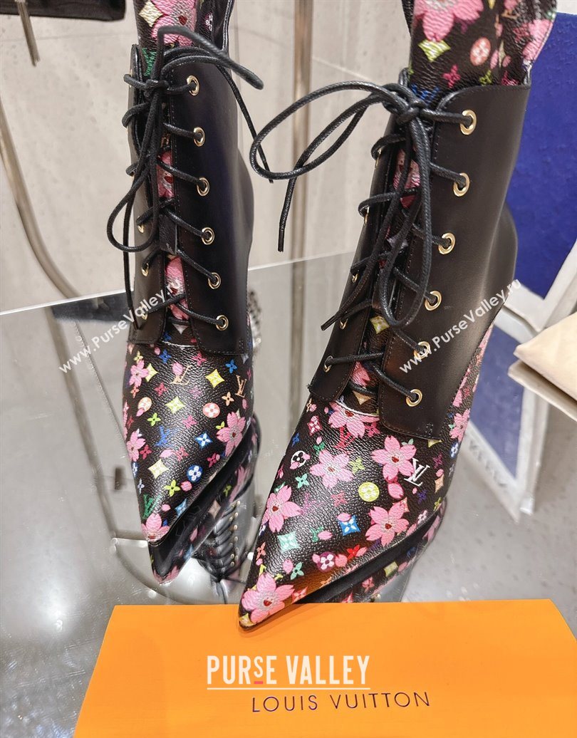 Louis Vuitton LV x TM Monogram Canvas and Leather Laced-up Ankle Boots 9cm Black 2025 LV102203 (MD-251022018)