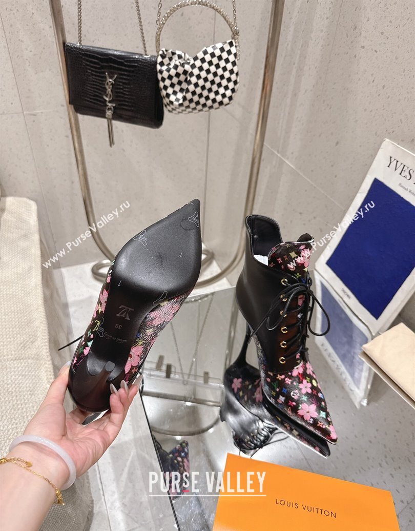 Louis Vuitton LV x TM Monogram Canvas and Leather Laced-up Ankle Boots 9cm Black 2025 LV102203 (MD-251022018)
