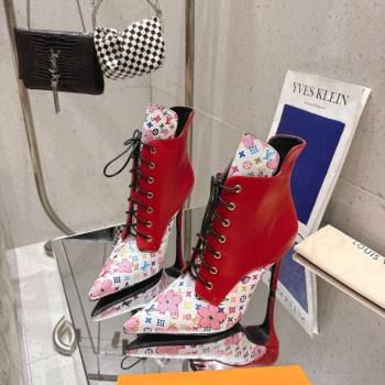 Louis Vuitton LV x TM Monogram Canvas and Leather Laced-up Ankle Boots 9cm Red 2025 LV102203 (MD-251022019)