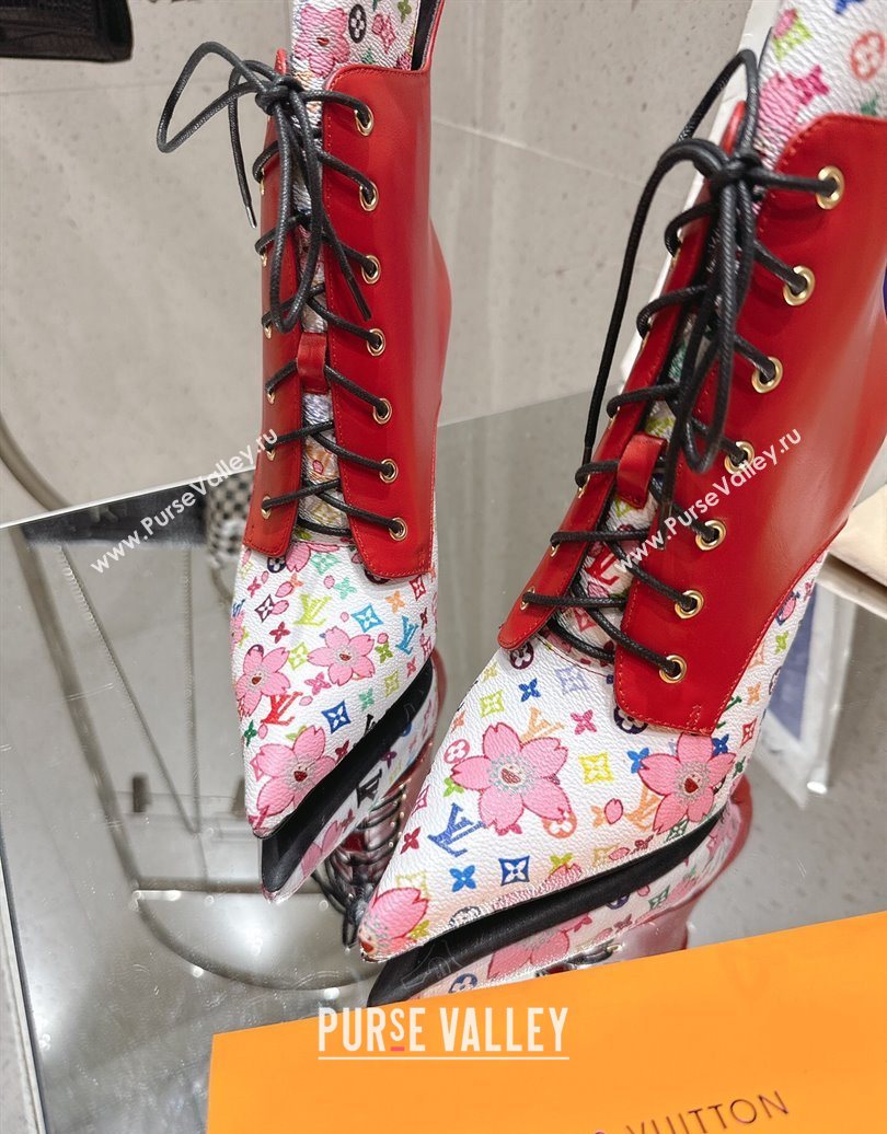 Louis Vuitton LV x TM Monogram Canvas and Leather Laced-up Ankle Boots 9cm Red 2025 LV102203 (MD-251022019)