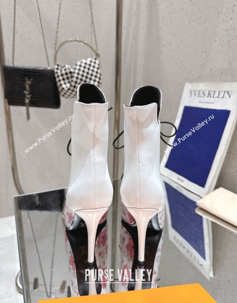 Louis Vuitton LV x TM Monogram Canvas and Leather Laced-up Ankle Boots 9cm White 2025 LV102203 (MD-251022020)