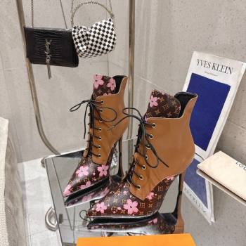 Louis Vuitton LV x TM Monogram Canvas and Leather Laced-up Ankle Boots 9cm Brown 2025 LV102203 (MD-251022021)