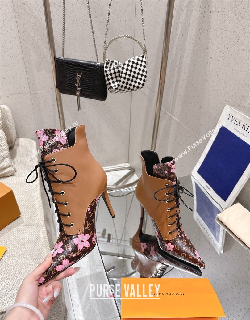 Louis Vuitton LV x TM Monogram Canvas and Leather Laced-up Ankle Boots 9cm Brown 2025 LV102203 (MD-251022021)