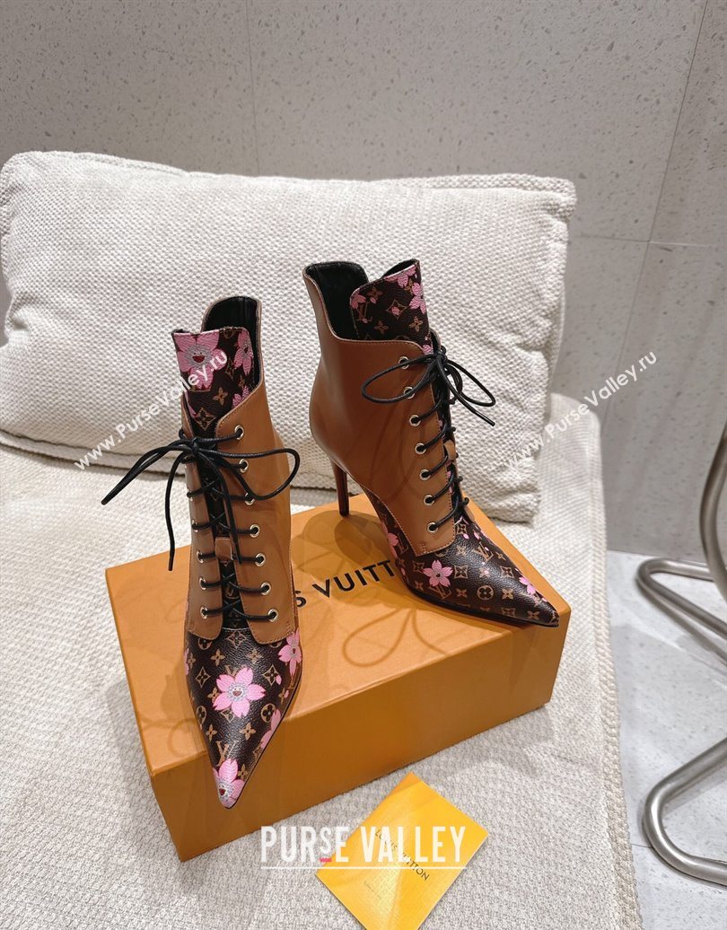 Louis Vuitton LV x TM Monogram Canvas and Leather Laced-up Ankle Boots 9cm Brown 2025 LV102203 (MD-251022021)