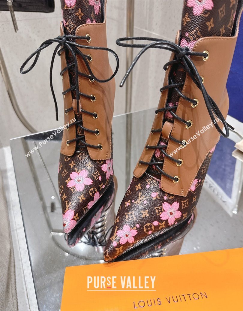 Louis Vuitton LV x TM Monogram Canvas and Leather Laced-up Ankle Boots 9cm Brown 2025 LV102203 (MD-251022021)