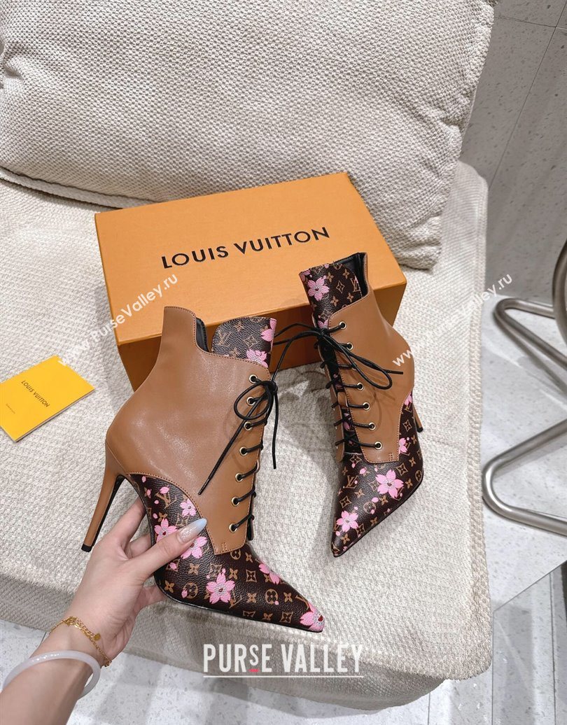 Louis Vuitton LV x TM Monogram Canvas and Leather Laced-up Ankle Boots 9cm Brown 2025 LV102203 (MD-251022021)