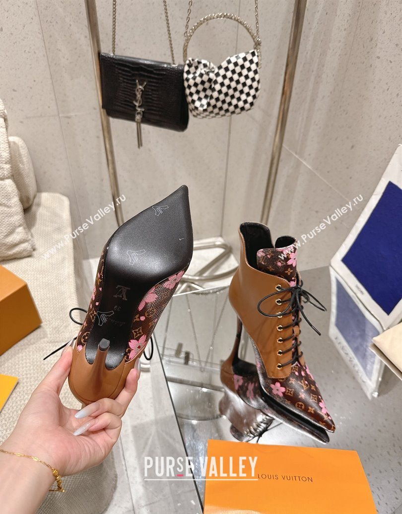 Louis Vuitton LV x TM Monogram Canvas and Leather Laced-up Ankle Boots 9cm Brown 2025 LV102203 (MD-251022021)