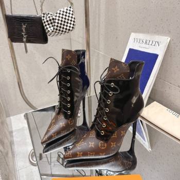 Louis Vuitton Monogram Canvas and Leather Laced-up Ankle Boots 9cm Brown/Black 2025 LV102203 (MD-251022022)