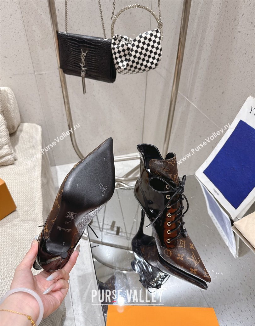 Louis Vuitton Monogram Canvas and Leather Laced-up Ankle Boots 9cm Brown/Black 2025 LV102203 (MD-251022022)