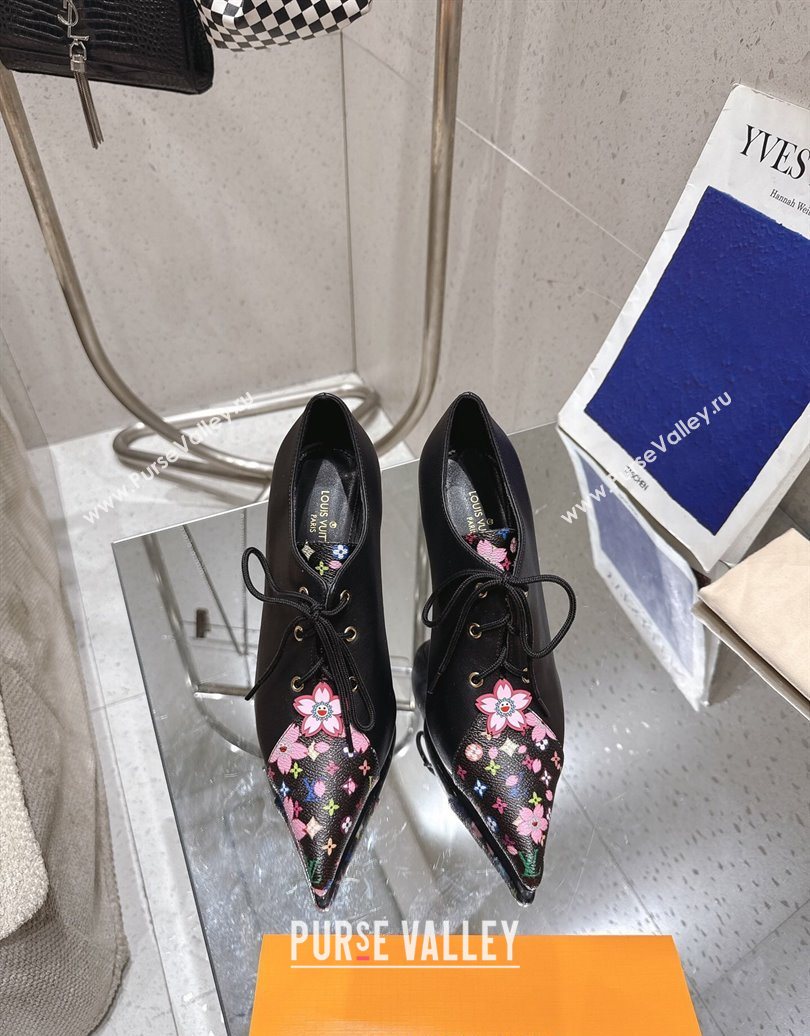 Louis Vuitton LV x TM Monogram Canvas and Calf Leather Laced-up Pumps 9cm Black 2025 LV102203 (MD-251022026)