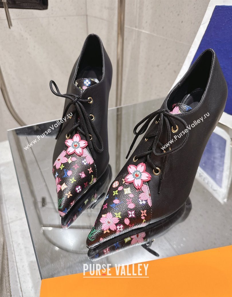 Louis Vuitton LV x TM Monogram Canvas and Calf Leather Laced-up Pumps 9cm Black 2025 LV102203 (MD-251022026)