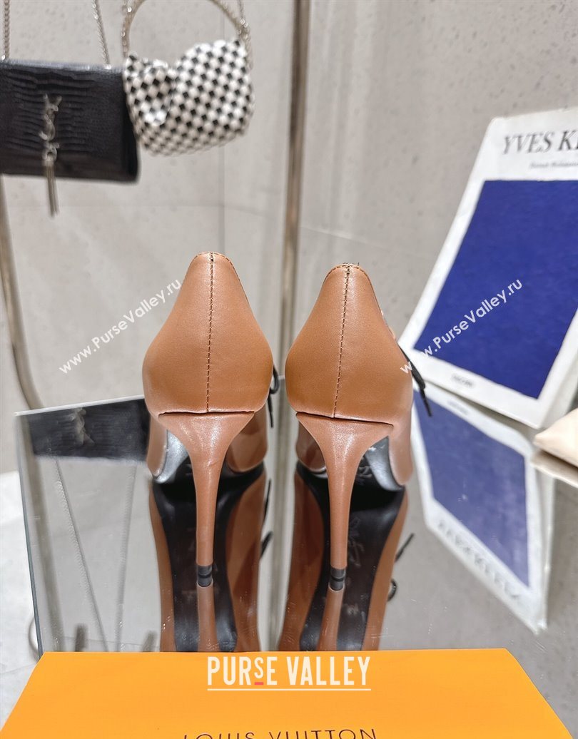 Louis Vuitton LV x TM Monogram Canvas and Leather Laced-up Pumps 9cm Brown 2025 LV102203 (MD-251022027)