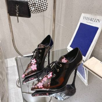 Louis Vuitton LV x TM Monogram Canvas and Patent Leather Laced-up Pumps 9cm Black 2025 LV102203 (MD-251022028)