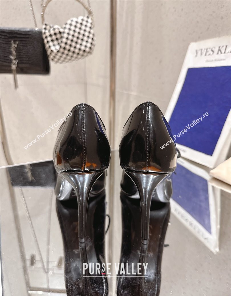 Louis Vuitton LV x TM Monogram Canvas and Patent Leather Laced-up Pumps 9cm Black 2025 LV102203 (MD-251022028)