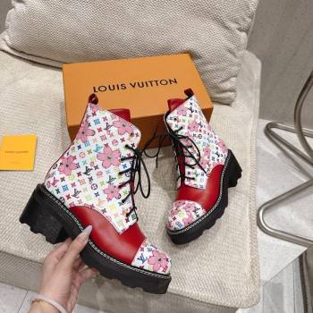 Louis Vuitton LV x TM Monogram Canvas and Leather Laced-up Ankle Boots Red 2025 LV102204 (MD-251022030)