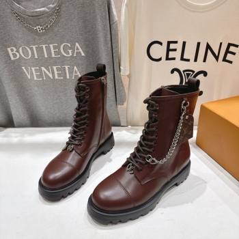 Louis Vuitton Citizen Flat Ranger Ankle Boots with Chain and Tag in Leather Brown 2025 1AIUQN (MD-251021094)
