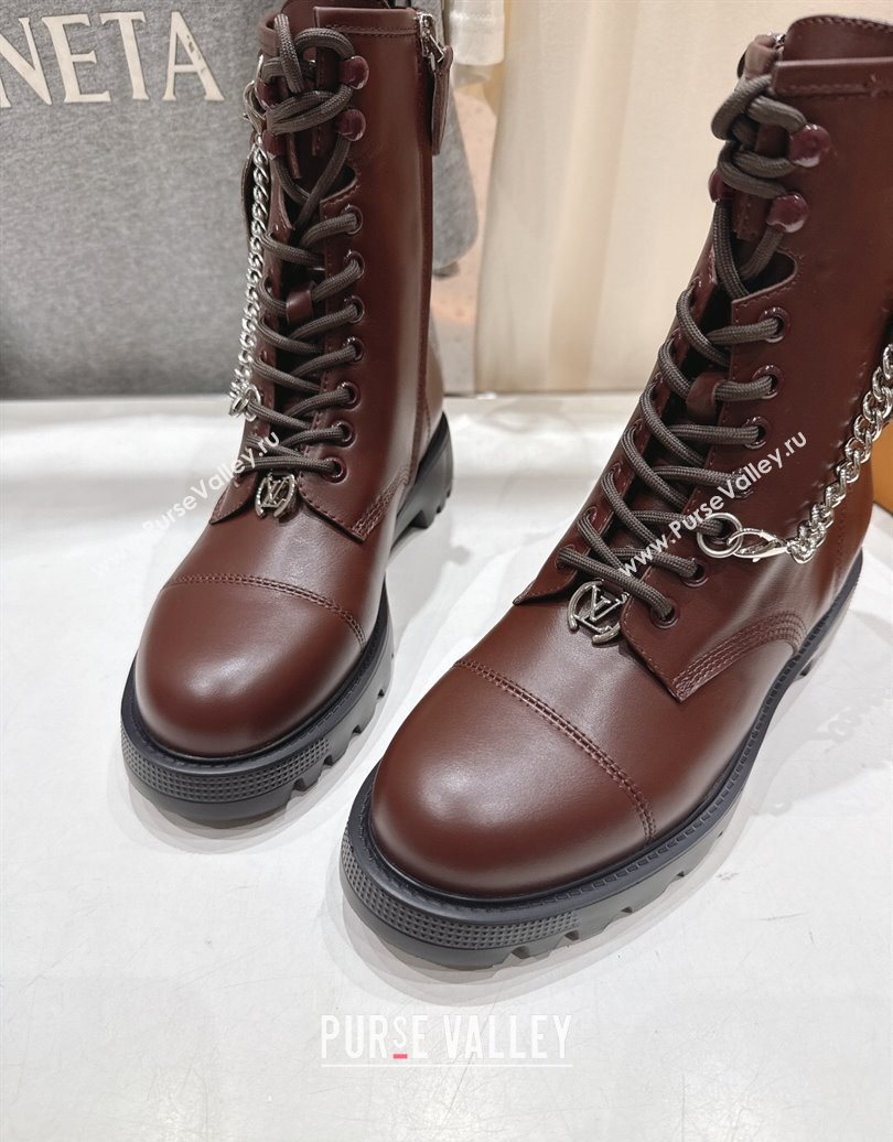 Louis Vuitton Citizen Flat Ranger Ankle Boots with Chain and Tag in Leather Brown 2025 1AIUQN (MD-251021094)
