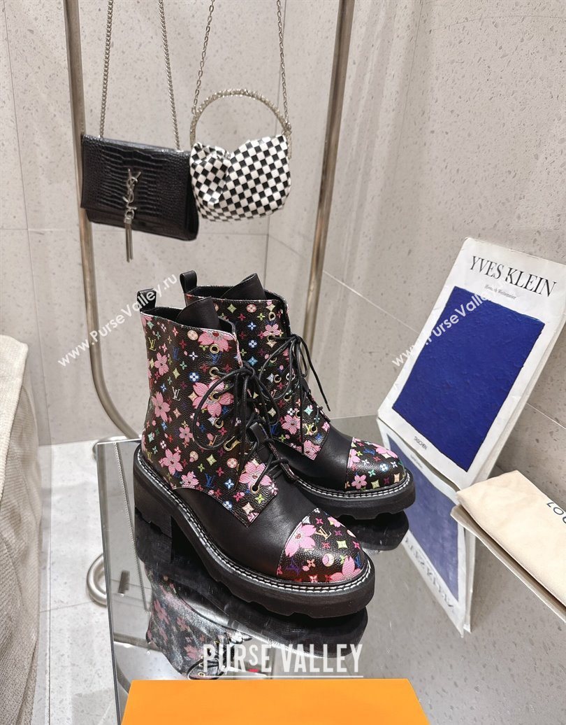 Louis Vuitton LV x TM Monogram Canvas and Leather Laced-up Ankle Boots Black 2025 LV102204 (MD-251022034)