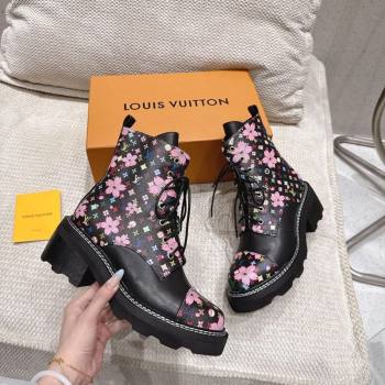 Louis Vuitton LV x TM Monogram Canvas and Leather Laced-up Ankle Boots Black 2025 LV102204 (MD-251022034)